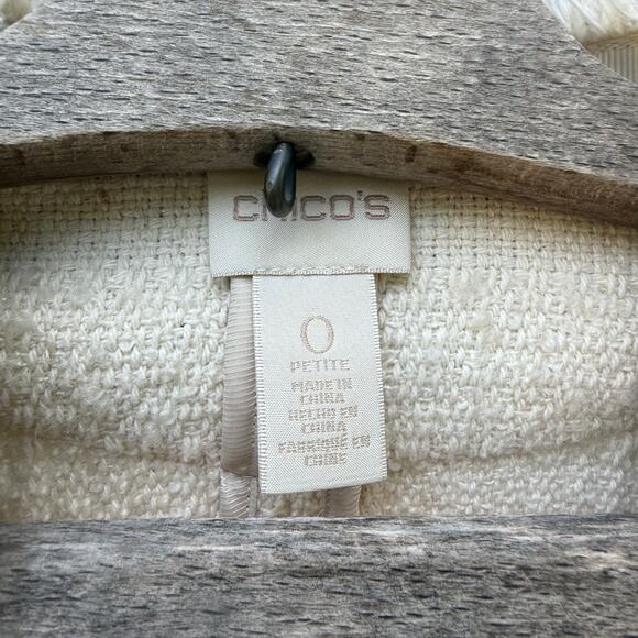 Chico's Textured Novelty Topper Long Sleeve Jacket Ivory Cream Black Size 0 - Picture 2 of 9